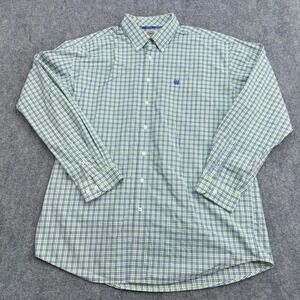 CINCH Shirt Mens Extra Large Green Blue Plaid Long‎ Sleeve Button Down Western